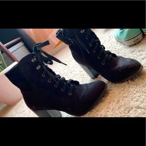 Suede black heel booties